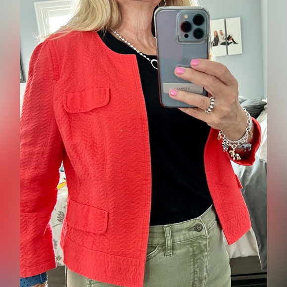 Liz Claiborne coral colored short jacket - Picture 2 of 5